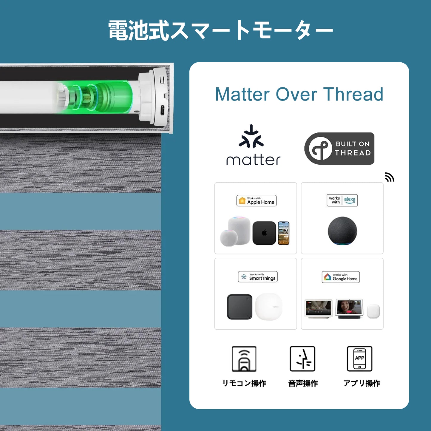 SmartWings 電動式調光ゼブラロールスクリーン 遮光率85% ゼブラ 95mm イングリッド(Ingrid)