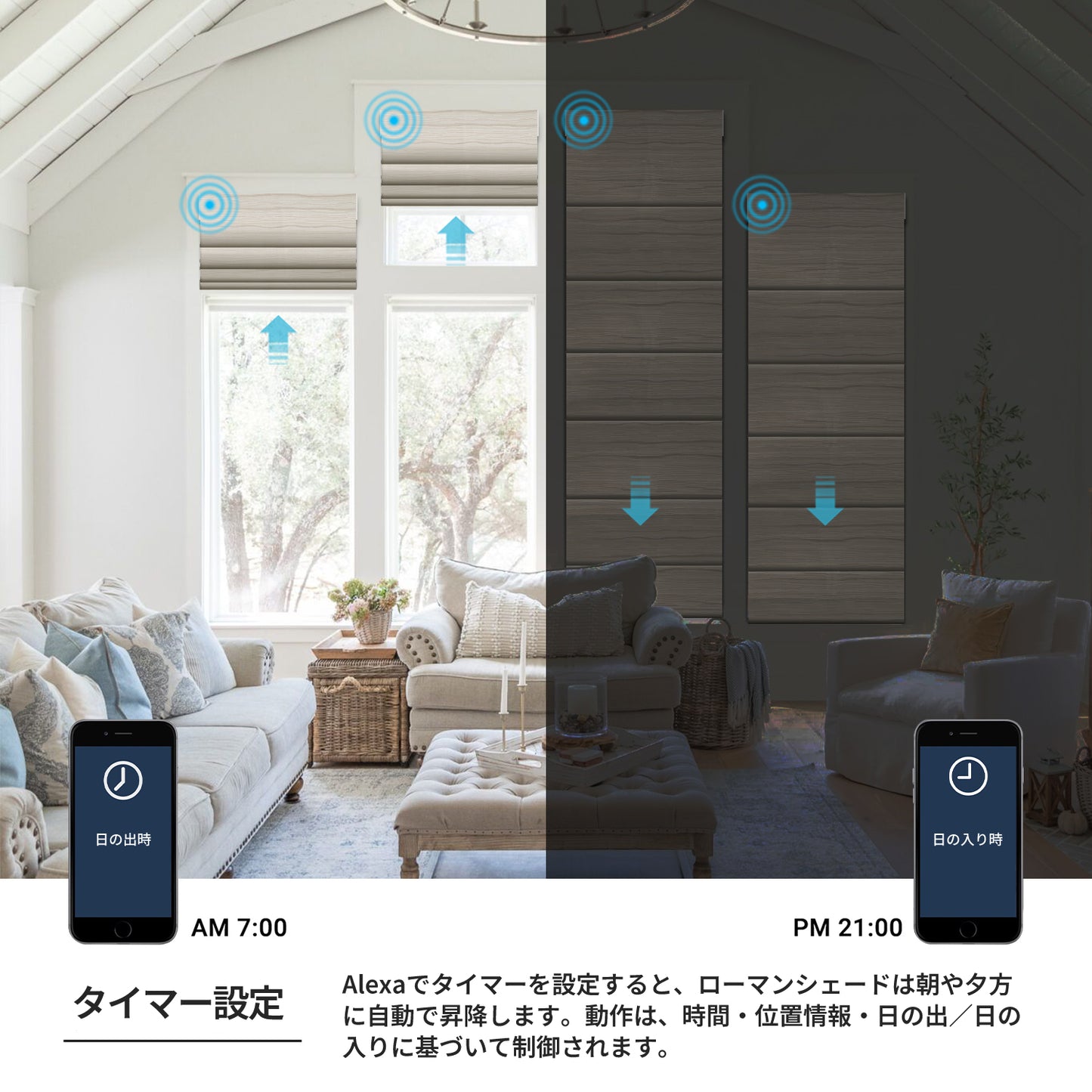 SmartWings 電動式ローマンシェード 遮光率 100% アストレア(Astraea)