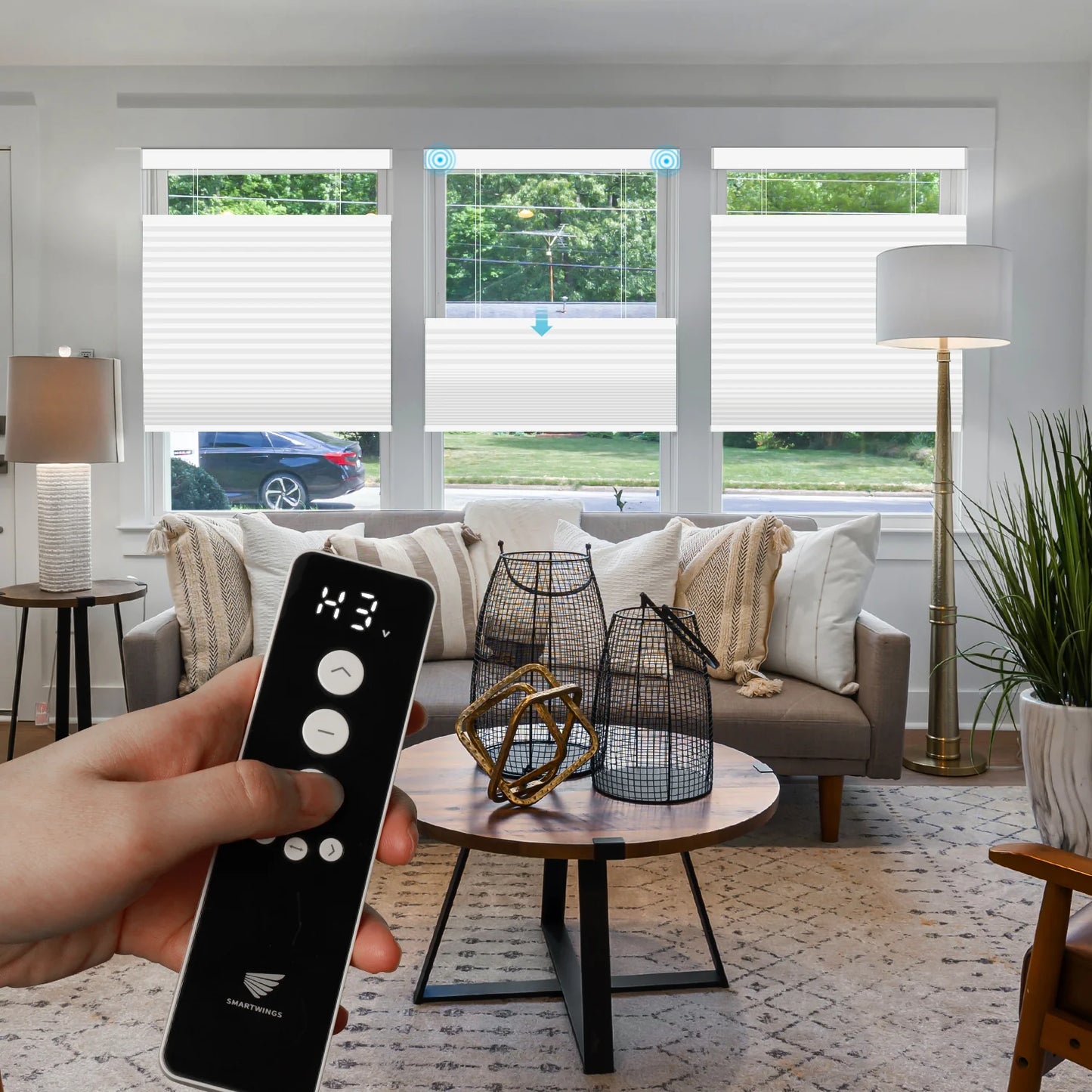 SmartWings 電動式ハニカムスクリーン・アップダウンスタイル  完全遮光  ノワ（Nowa）