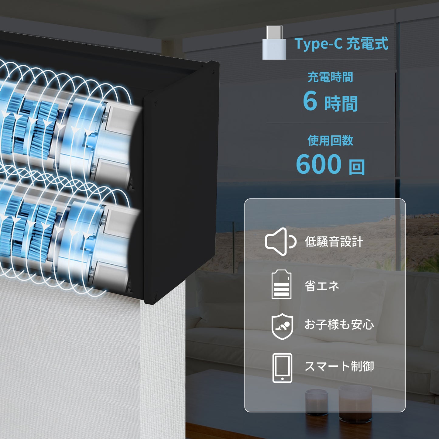 SmartWings 電動式ダブルロールスクリーン デュオプラス